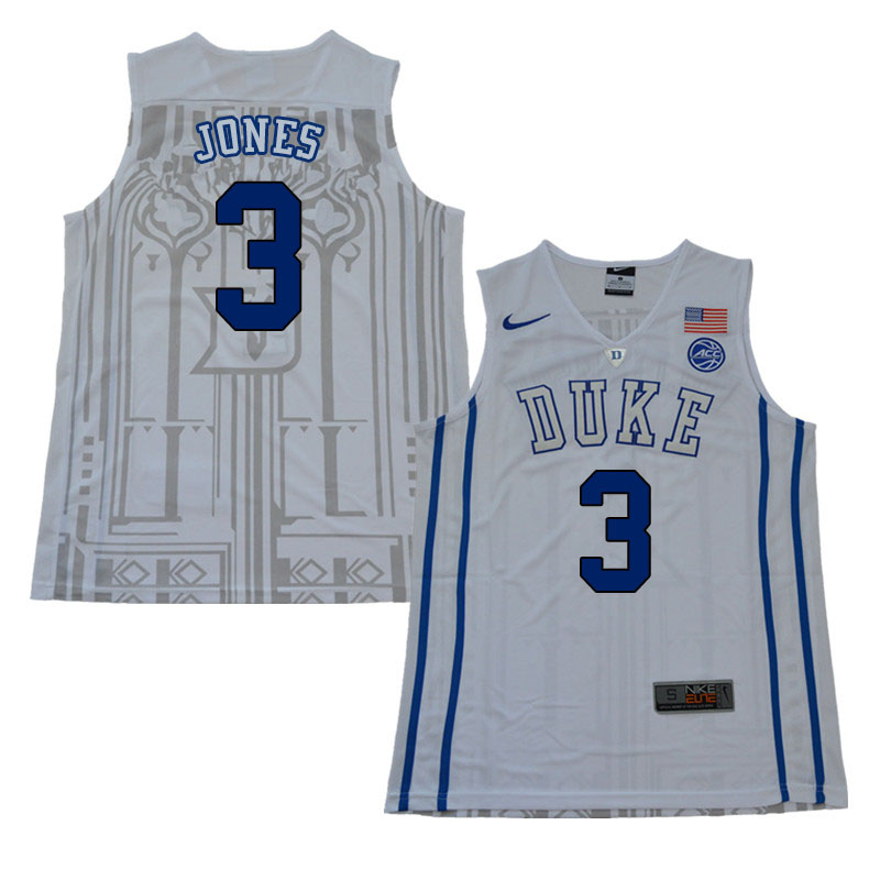 Duke Blue Devils #3 Tre Jones College Basketball Jerseys Sale-White